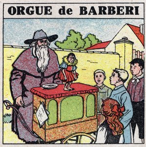 De effecten van muziek: een stekelige orgelspeler en een aap vermaken kinderen op straat. Anonieme illustratie uit 1925. Privécollectie. door Anonymous Anonymous