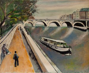 De nieuwe brug in Parijs in 1950 (anoniem schilderij) door Anonymous Anonymous