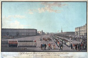 De parade voor het Winterpaleis in Sint-Petersburg
