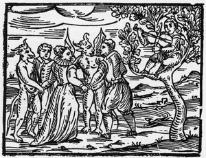 De heksen op de sabbat dansen op het geluid van de viool - 