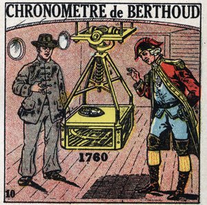 Tijd: scheepschronometer uitgevonden door Ferdinand Berthoud (1727-1807) in 1760. Anonieme illustratie uit 1925. Privécollectie. door Anonymous Anonymous