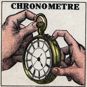Tijd: een chronometer. Anonieme illustratie uit 1925. Privécollectie. door Anonymous Anonymous