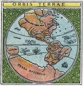 Tijd: orbis terrae. De globe met Ecuador en de tropen. Anonieme illustratie uit 1925. Privécollectie. door Anonymous Anonymous
