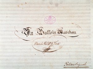 Titelpagina van de eerste editie van de partituur van Un ballo in maschera, opera van Giuseppe Verdi door Anonymous Anonymous