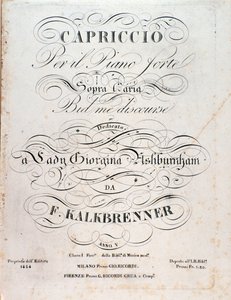 Titelpagina van muzikale partituur van Capriccio door F Kalkbrenner