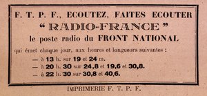 Pamflet van de FFI-FTPF met oproep om naar Radio France te luisteren, 