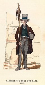 Een rattenvergifverkoper in 1845 in Parijs, gravure, privécollectie door Anonymous Anonymous