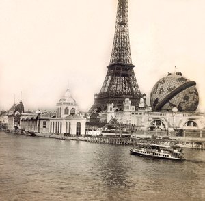Wereldtentoonstelling van 1900 - Exposition Universelle de 1900 in Parijs: De Hemelbol en de Eiffeltoren - privécollectie door Anonymous Anonymous