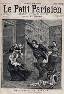 Diverse feiten: een drama van alcoholisme - De misdaad van de Boulevard de Courcelles in Parijs - Gravure in 