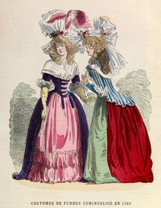Vrouwelijke kostuums half - negligé in 1787 - privécollectie