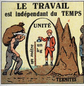 Werk en kracht: werk is tijdsafhankelijk. Anonieme illustratie uit 1925. Privécollectie. door Anonymous Anonymous