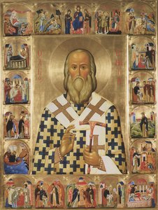 Sint Ignatius Brianchaninov met scènes uit zijn leven door Anonymous Russian icon painter