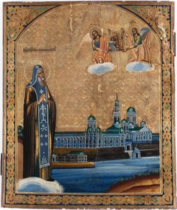 Sint Nilus van het Seligermeer, 1800s door Anonymous Russian icon painter