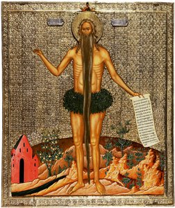 Heilige Onuphrius, 1670s door Anonymous Russian icon painter