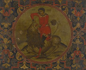 Simson vecht met de leeuw, begin 18e eeuw door Anonymous Russian icon painter