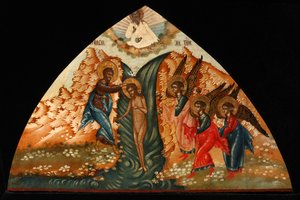 De doop van Christus, midden 19e eeuw door Anonymous Russian icon painter