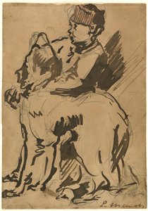 Een Jongen die Zijn Hond Vasthoudt door Anonymous artist after Edouard Manet