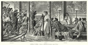 Banket van Agathon, Oud Griekenland, volgens Plato (litho) door Anselm Feuerbach