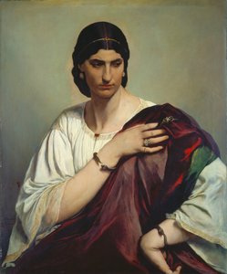 Halflang Portret van een Romeinse Vrouw door Anselm Feuerbach