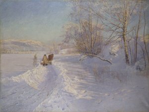 Een winterochtend na een sneeuwval in Dalarna
