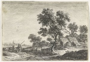 Boeren op een heuvel door Anthonie Waterloo