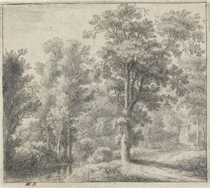 Ingang van het bos Bosgezichten, serie A door Anthonie Waterloo