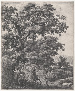Landschap met Pan en Syrinx door Anthonie Waterloo