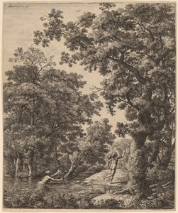 Landschap met Alpheus en Arethusa door Anthonie Waterloo