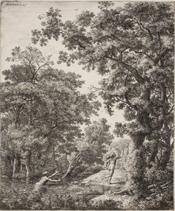 Landschap met Alpheus en Arethusa door Anthonie Waterloo