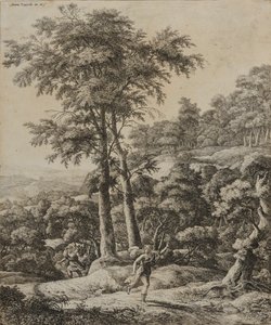 Landschap met jageres (ets)