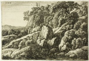 Rotsachtig landschap door Anthonie Waterloo