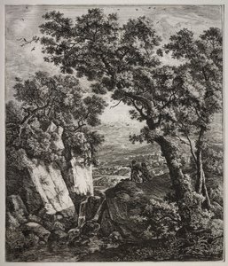Zes grote staande landschappen met scènes uit het Oude Testament: Tobias en de Engel