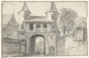 Stadspoort te Hamburg (?), vanuit de binnenzijde gezien door Anthonie Waterloo