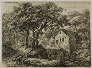De molen in het bos door Anthonie Waterloo