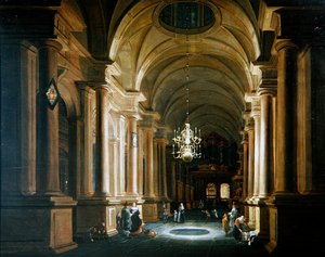 Figuren in het Schip van een Kerk door Anthonie de Lorme