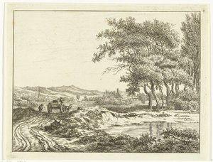 Kar op een landweg bij de duinen door Anthonie van den Bos