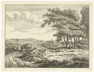 Kar op een landweg bij de duinen door Anthonie van den Bos