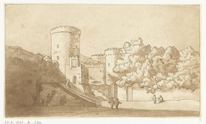 Muur van een burcht met torens
