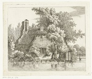 Rokende man op een bankje voor de ruïne van het Huis Snaatburg te Maarssen door Anthonie van den Bos