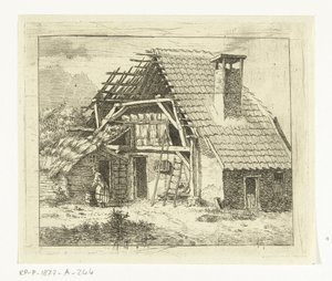 Vrouw bezig met de was voor een boerderij