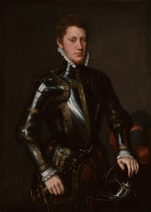 Portret van een Man in Wapenrusting door circle of Anthonis van Dashorst