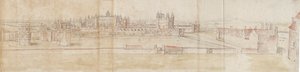 Hampton Court Palace vanuit het noorden, ca. 1550-1560 door Anthonis van den Wyngaerde