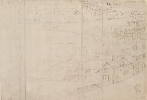 Panorama van Londen gezien vanaf Southwark: Bankside, 1554