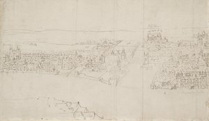 Panorama van Londen gezien vanuit Southwark: Durham House naar Barnards Castle