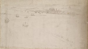 Panorama van Londen gezien vanaf Southwark: Greenwich, 1554 door Anthonis van den Wyngaerde