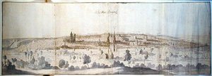 Panoramisch uitzicht op Brussel door Anthonis van den Wyngaerde