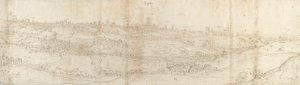 Panoramisch uitzicht op Segovia vanuit het oosten door Anthonis van den Wyngaerde