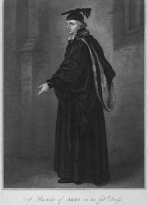 Een Bachelor of Arts in zijn volledige kleding