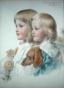 Portret van Conrad en Violet Flower door Anthony Frederick Augustus Sandys