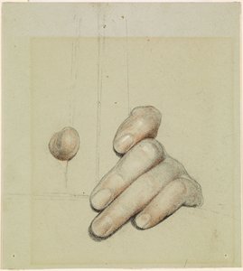 St. George voor Merrie Engeland - Studie van linkerhand die een staaf vasthoudt door Anthony Frederick Augustus Sandys